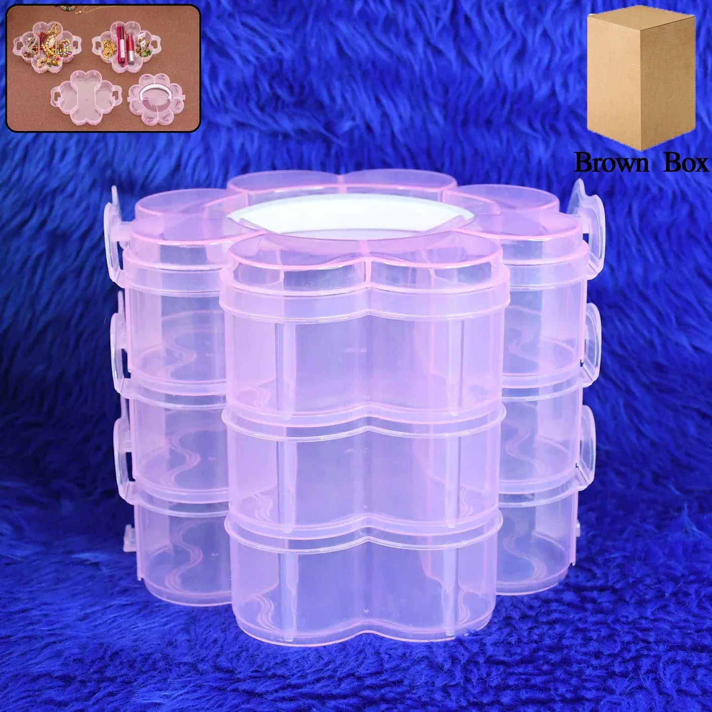 3-layer Transparent Plastic Flower-shaped Storage Box With 9 Grids - Zidbik