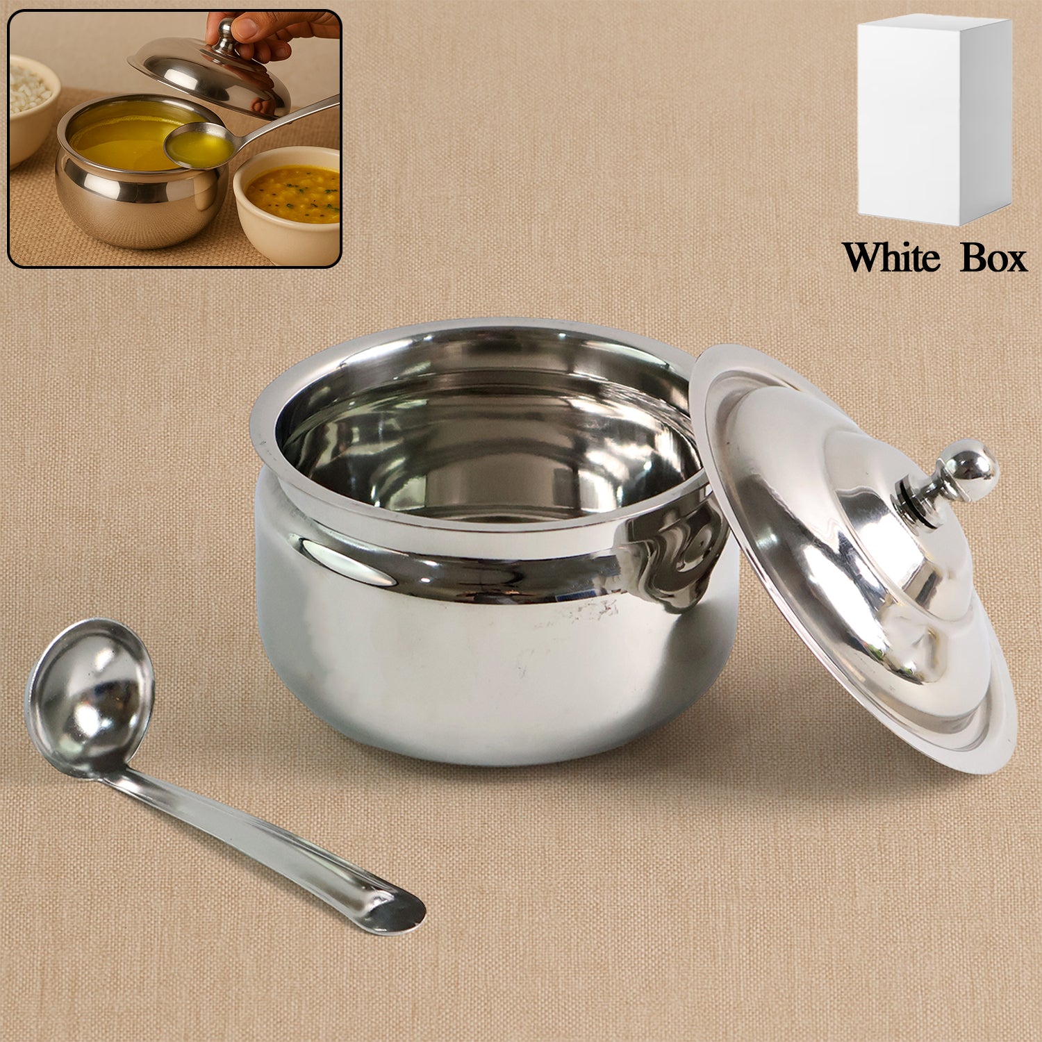 Premium Stainless Steel Ghee Pot - Zidbik