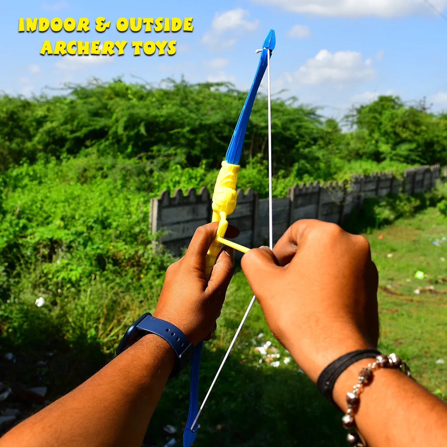 4438 Plastic Archery Bow And Arrow Toy Set With Single Knife And 3pc Arrow And Target Board - Zidbik