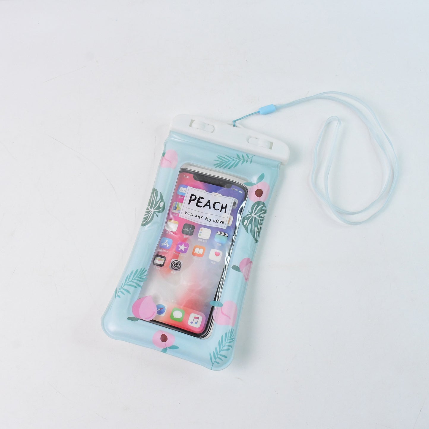 Waterproof Peach Transparent Mobile Pouch With Neck Strap (1 Pc) - Zidbik