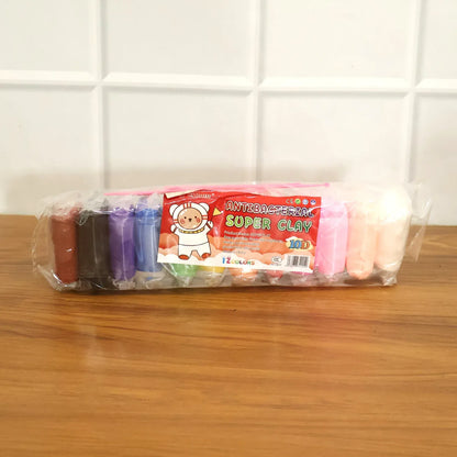 Kids 12 Color Antibacterial Super Clay Set For Creative Play (1 Set) - Zidbik