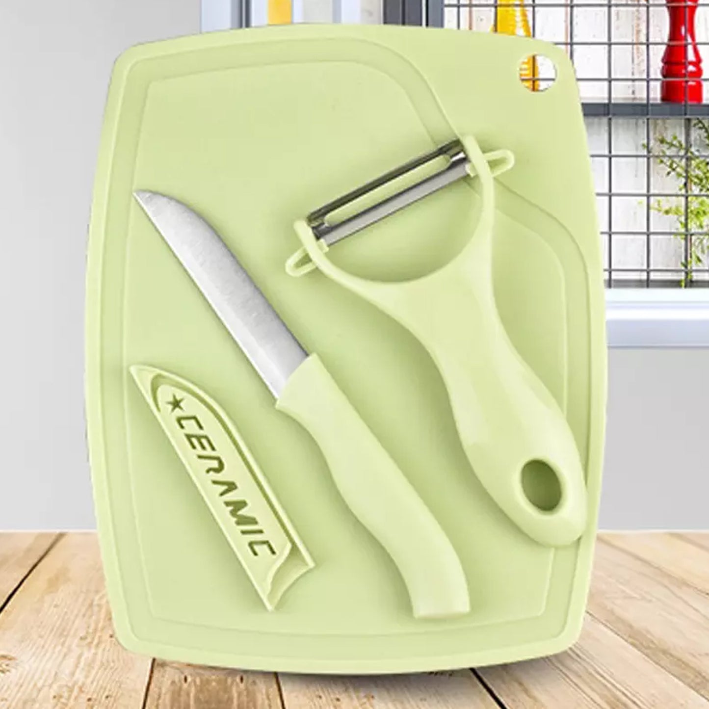 5207 Plastic Kitchen Peeler - Green  Classic Stainless Steel 3-piece Knife Set Combo - Zidbik