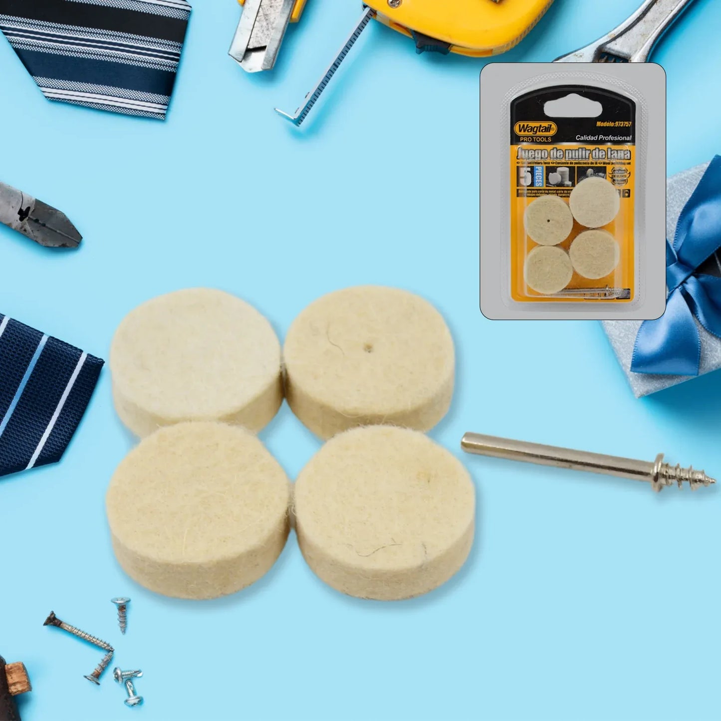 Rotary Tool Accessory Wool Felt Polishing Pad Felt (5 Pcs Set) - Zidbik