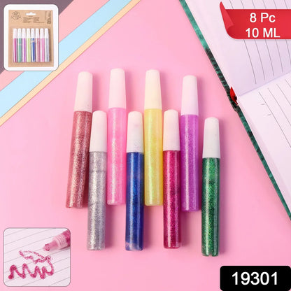 Diy Multi-color Glitter Craft Glue Pen Set (10ml 8 Pc) - Zidbik