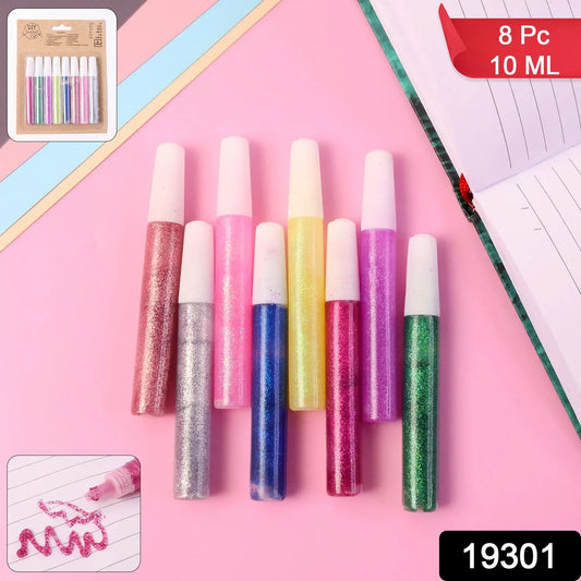 Diy Multi-color Glitter Craft Glue Pen Set (10ml 8 Pc) - Zidbik