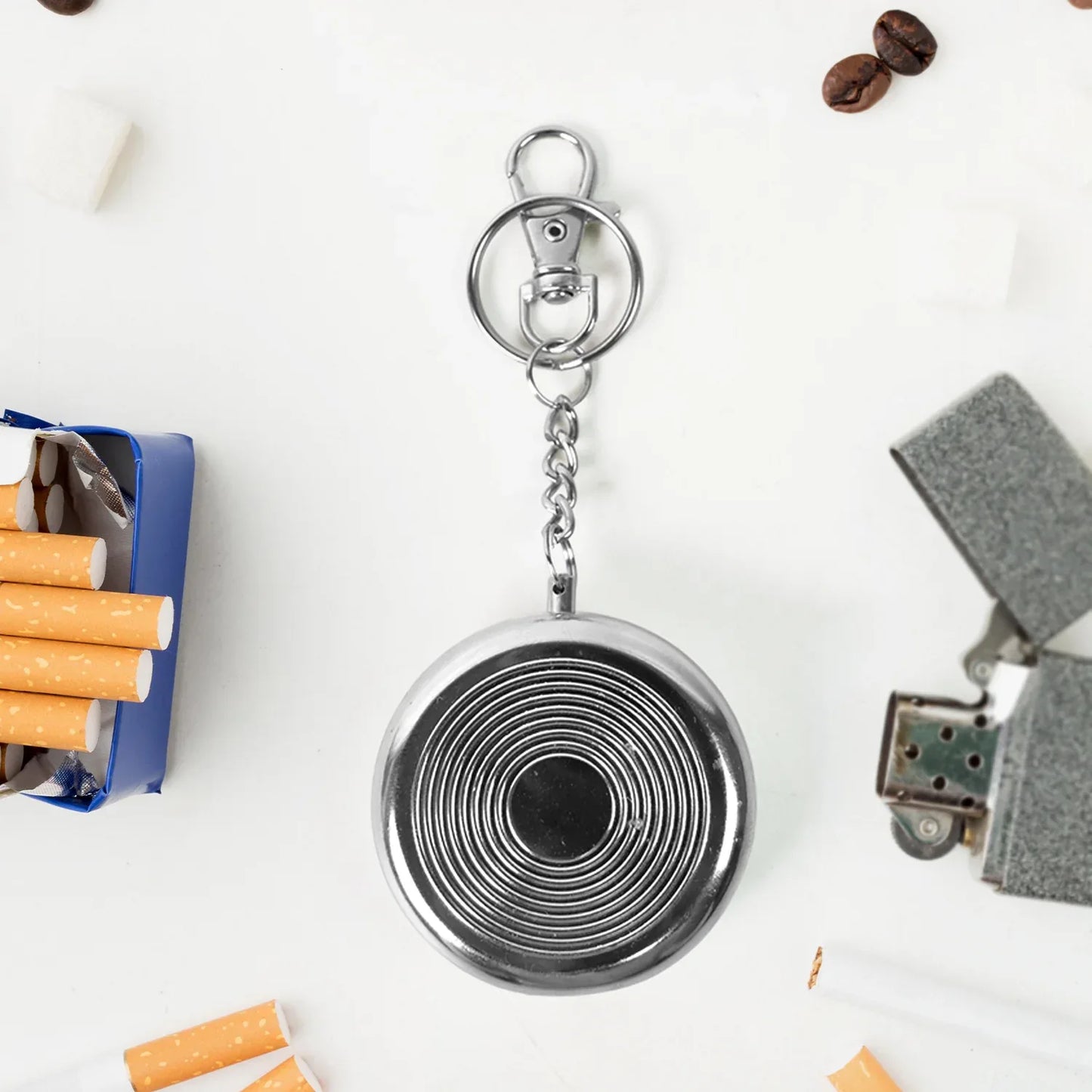 Mini Pocket Ss Ashtray With Keyring (1pc) - Zidbik