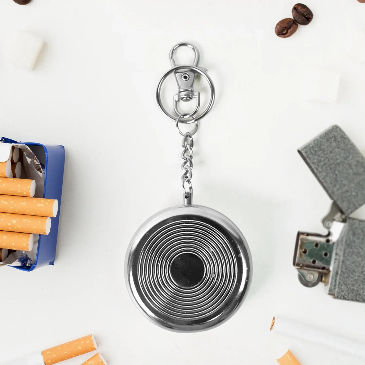 Mini Pocket Ss Ashtray With Keyring (1pc) - Zidbik