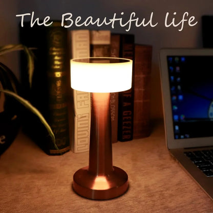 Led Lamp With Touch Control Decorative Desk Lamp Portable Metal Led Table Lamp Usb Rechargeable 3 Color 3 Levels Brightness Dimmable Eye Protection Modern Lamp For Home Decor Party Kids Room Bedroom (1 Pc) - Zidbik