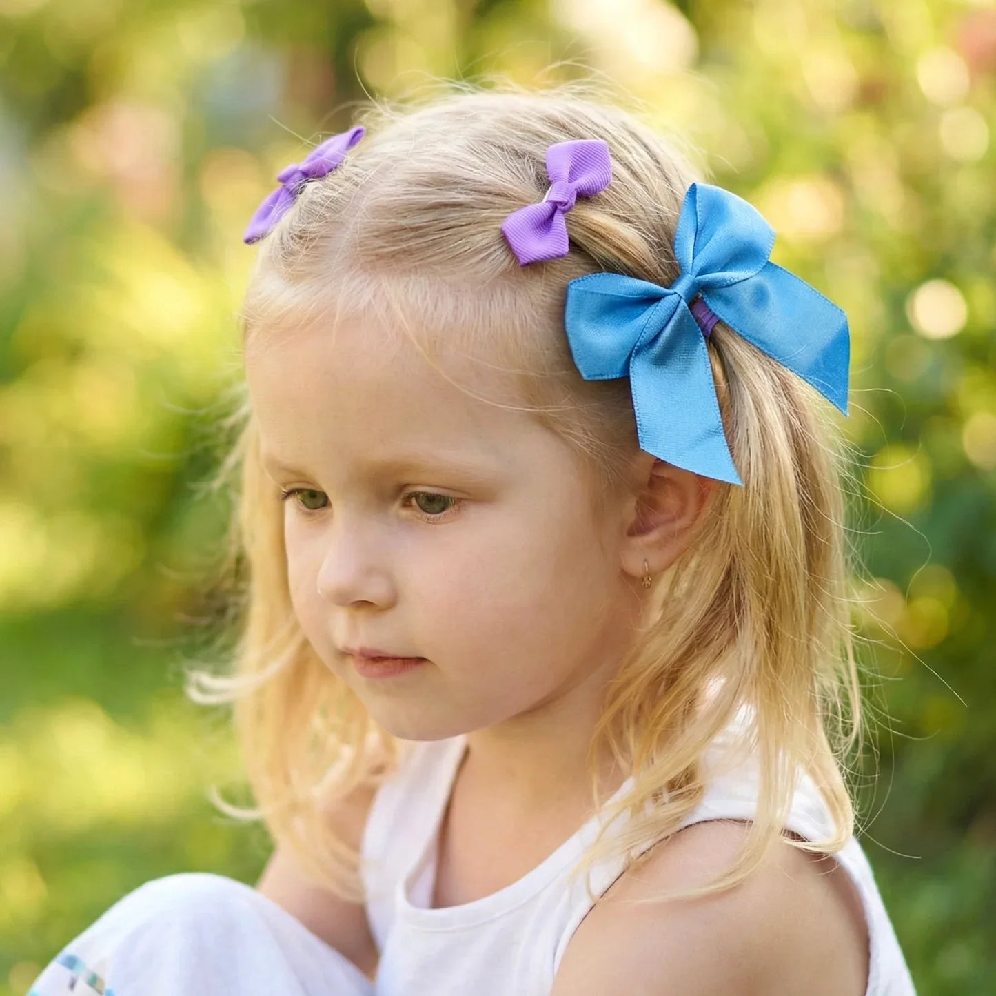 Elegant Satin Ribbon Bow Hair Clips Set (3 Pc) - Zidbik