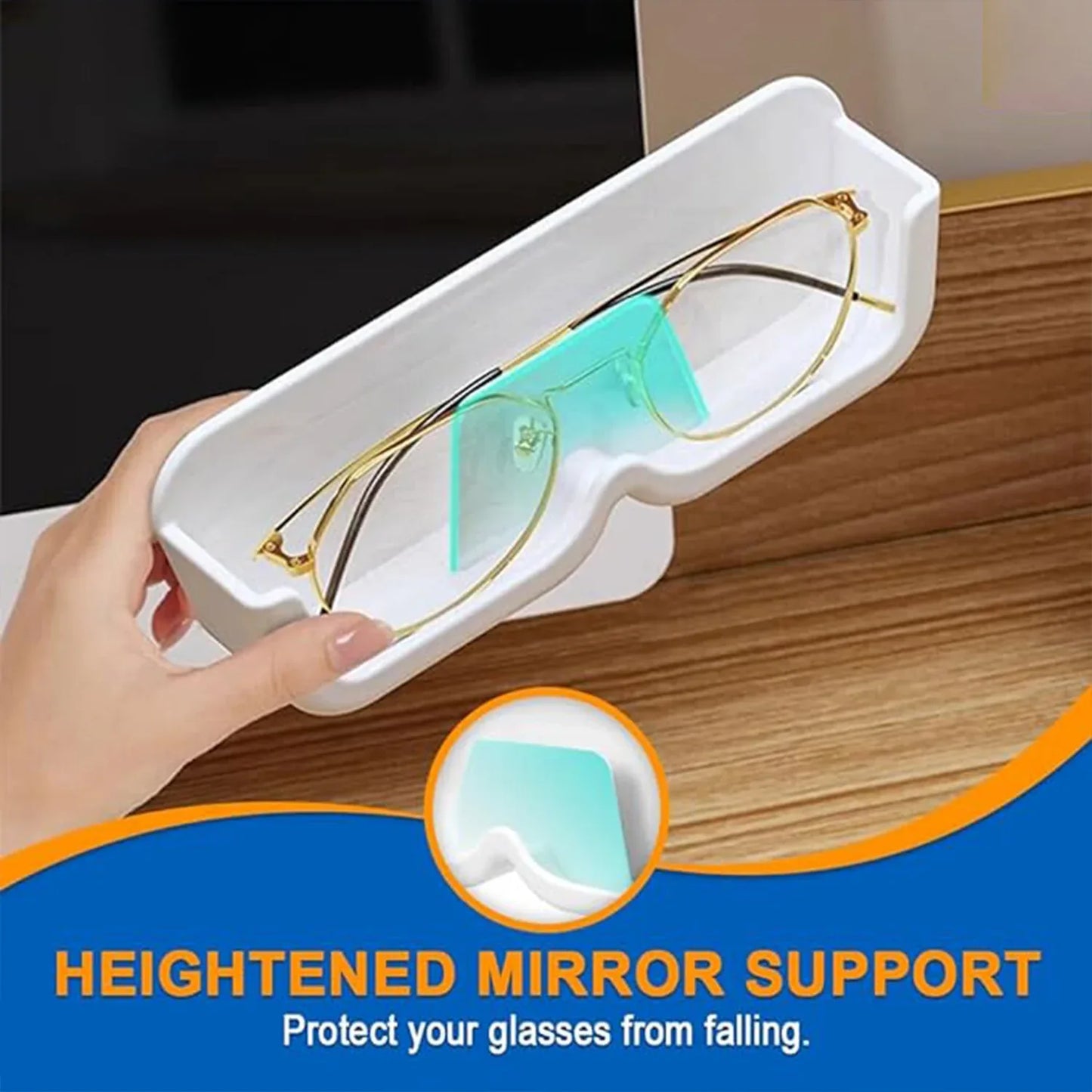 17823 Wall Mount Sunglass Organizer Simple Space Saving Glasses Storage Box Eyewear Stand Holder For Showcase Bedroom Apartment With 2 Pc Double Sided Adhesive Sticker (2 Pcs Set) - Zidbik