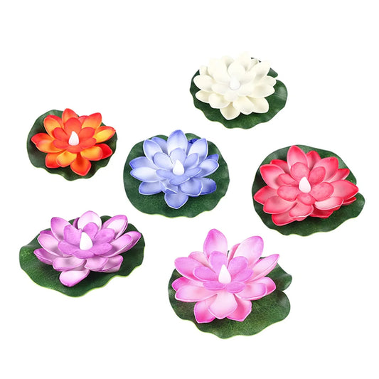 6556 Water Floating Smokeless Candles Lotus Flowers Sensor Led Tealight For Outdoor And Indoor Decoration - Pack Of 6 Candle Candle (Pack Of 6) - Zidbik