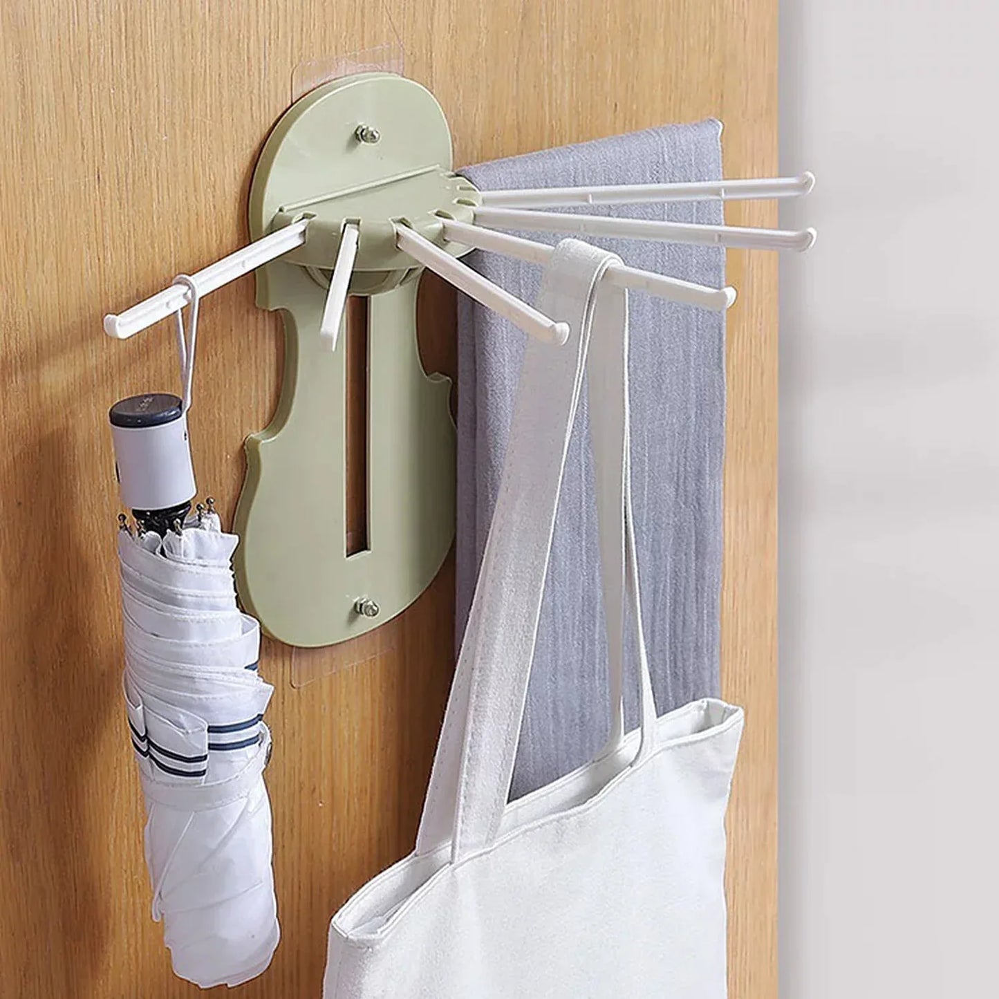 7728 Plastic 7-in-1 Multifunction Retractable Wall-mounted Pull-out Hanger Rack Without Punching Hooks Up For Kitchen Bathroom - Zidbik