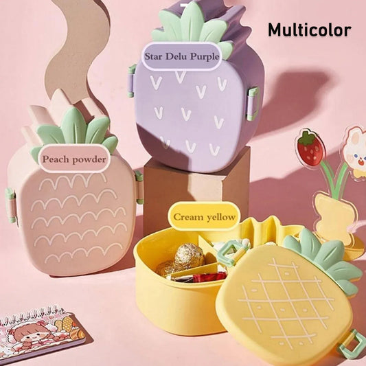 5750 Kids Lunch Box Cute Pineapple Shaped Bento Box With Fork Spoon Snack Candy Container Microwave Portable Office Lunch Box (1 Pc  With Spoon  Fork) - Zidbik