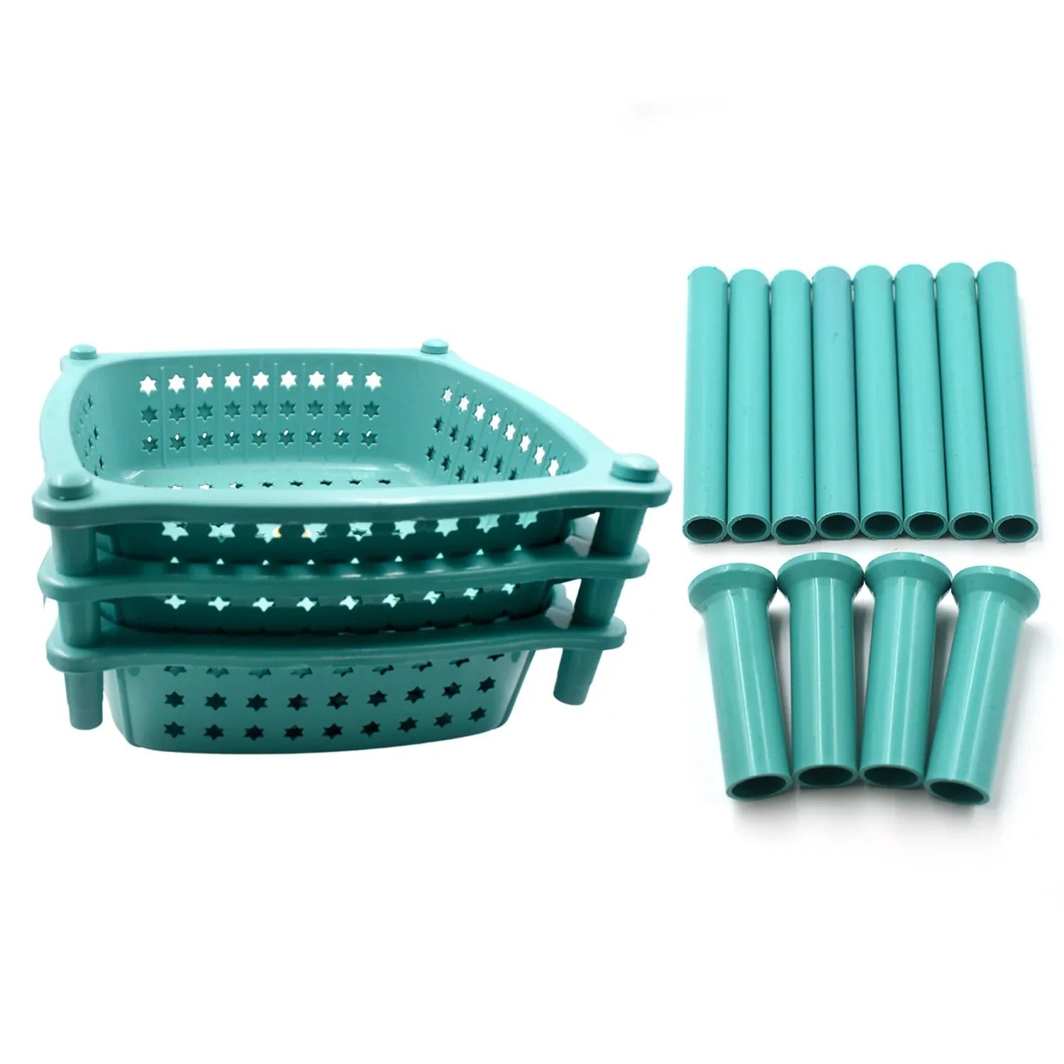 2588 3 Layer Squre Kitchen Trolley Basket - Zidbik