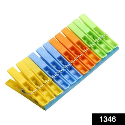 1364 Multipurpose 12 Pcs Cloth Clips (Multicolour) - Zidbik