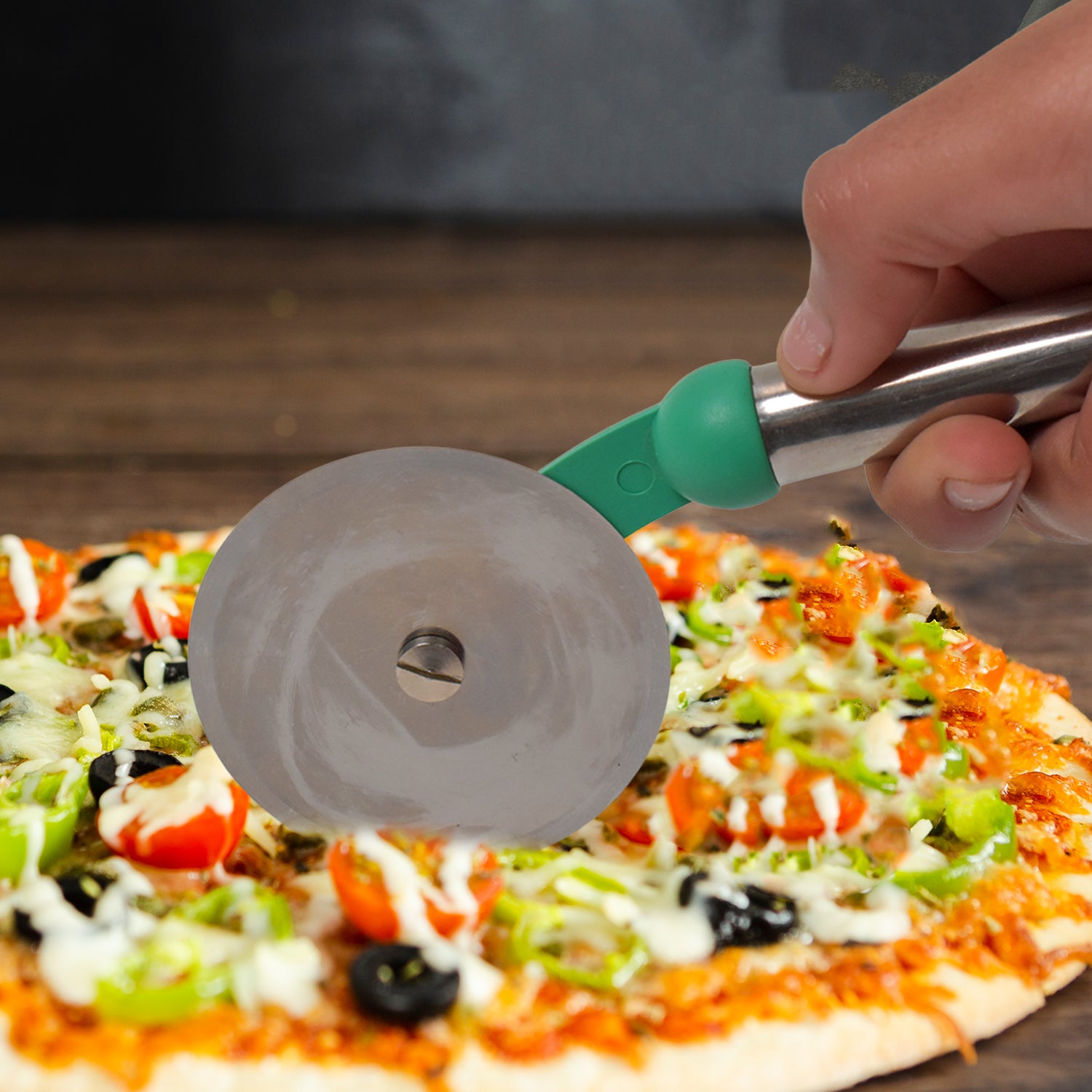Kitchen Stainless Steel Wheel Pizza Cutter (1 Pc) - Zidbik
