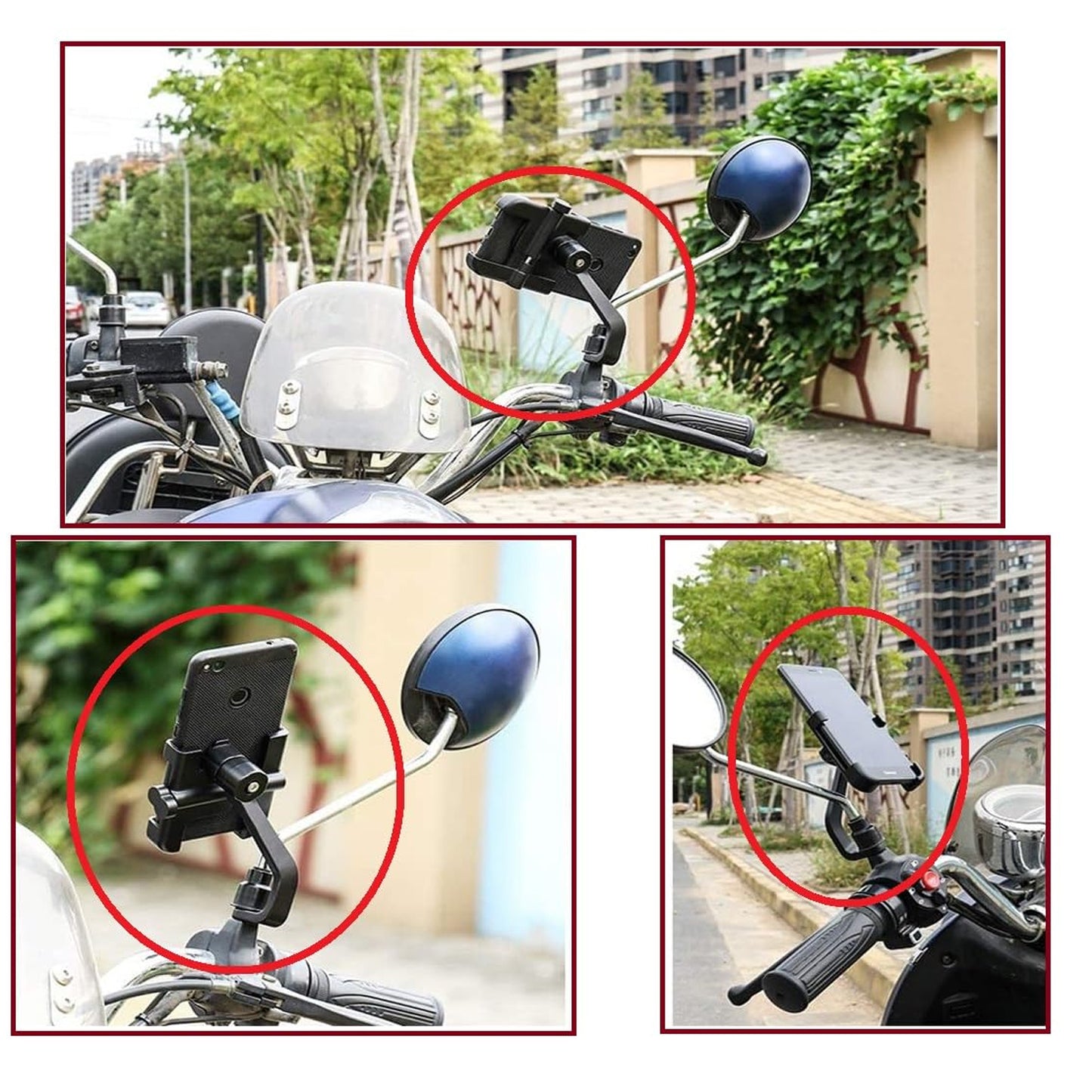12674 Full Metal Body Bike  Scooty 360 Degree Rotating Mobile Holder Stand For Bicycle Motorcycle Scooty For Maps And Gps Navigation Fits All Smartphones (1 Pc) - Zidbik
