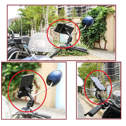 12674 Full Metal Body Bike  Scooty 360 Degree Rotating Mobile Holder Stand For Bicycle Motorcycle Scooty For Maps And Gps Navigation Fits All Smartphones (1 Pc) - Zidbik
