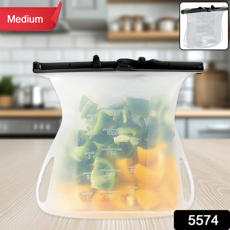 Reusable Silicone Food Storage Bag Set Leakproof Lock Reusable Flat Bottom Freezer Bags Sandwich Bags Silicone Food Grade Kids Snack Bags Bpa Free Microwave Dishwasher Safe (1 Pc) - Zidbik