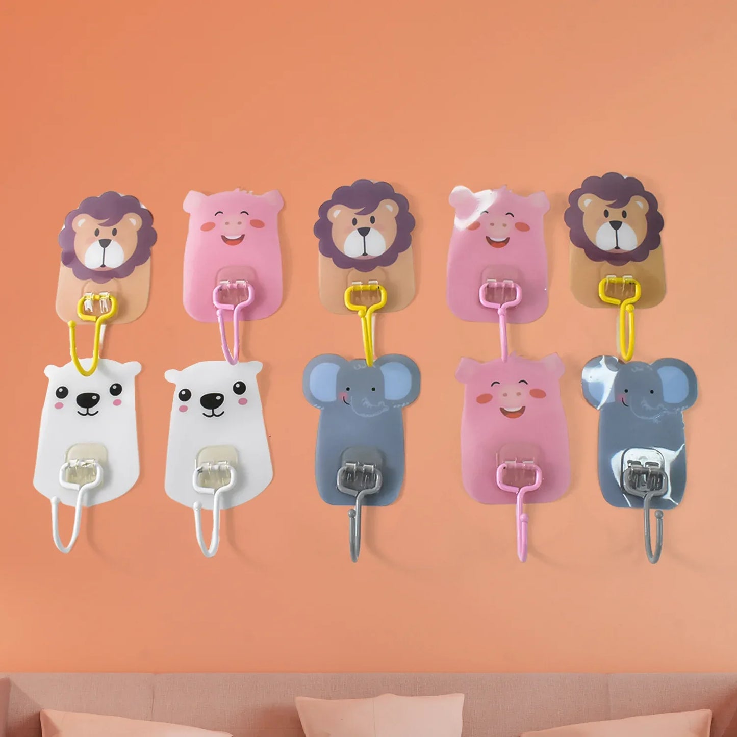 Wall Mounted Cartoon Hooks Self Adhesive Hooks (10 Pcs Set) - Zidbik