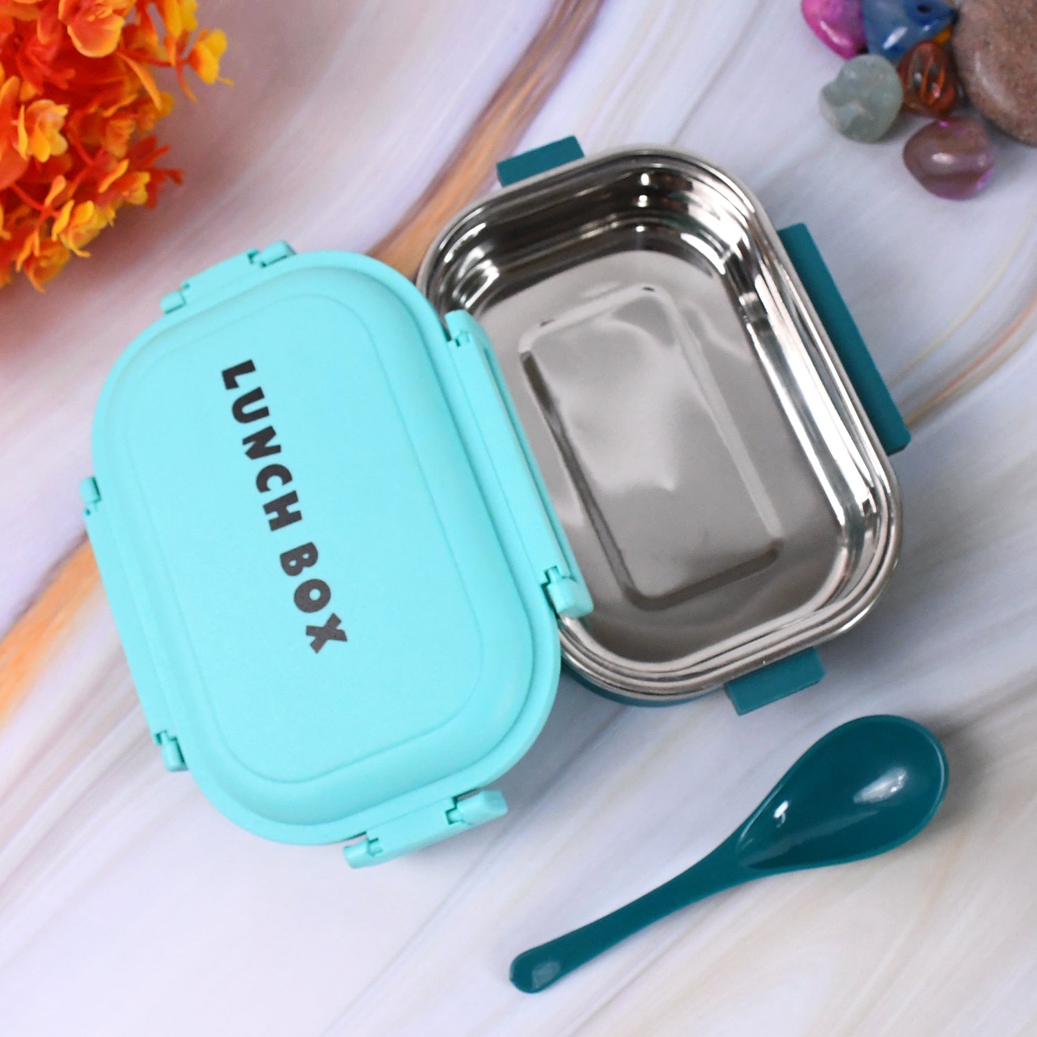 Insulated Testy Stainless Steel Leakproof Lunch Box With Spoon (1 Set) - Zidbik
