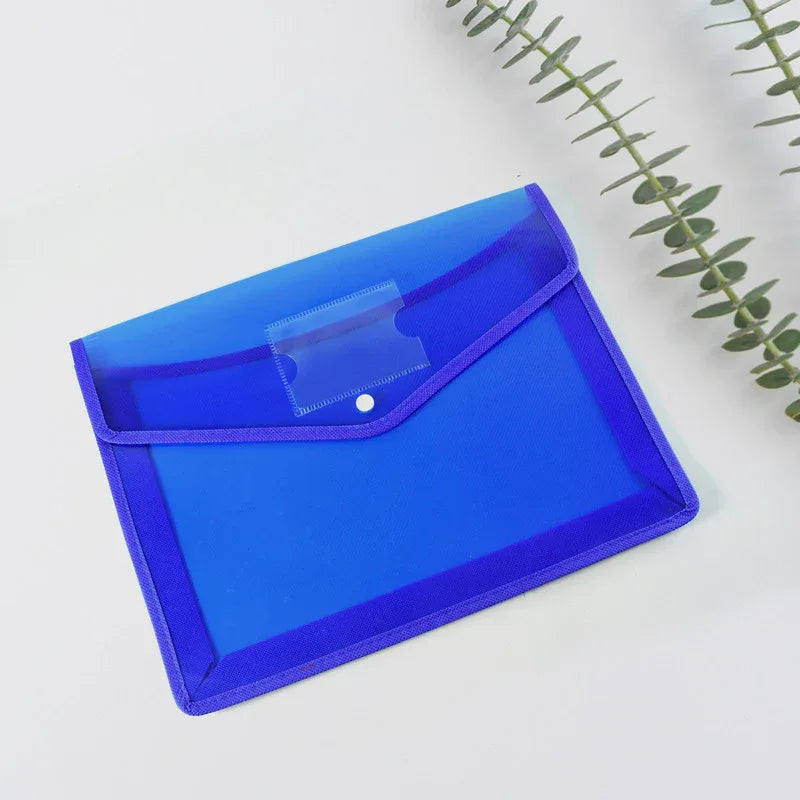 Transparent Document File Folder Multi-color Button Closure File Bags (1 Pc Mix Color) - Zidbik