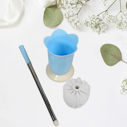 4673 Premium Toilet Plastic Brush With Holder Stand Western And Indian Toilet Bathroom Cleaning - Zidbik
