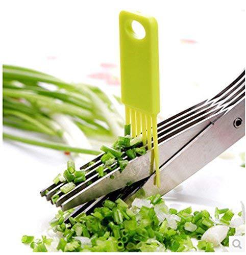 1563 Multifunction Vegetable Stainless Steel Herbs Scissor With 5 Blades - Zidbik