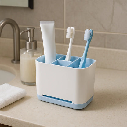 6 Compartment Multi Purpose Organizer Toothbrush Holder Stand Plastic Caddy (1 Pc) - Zidbik