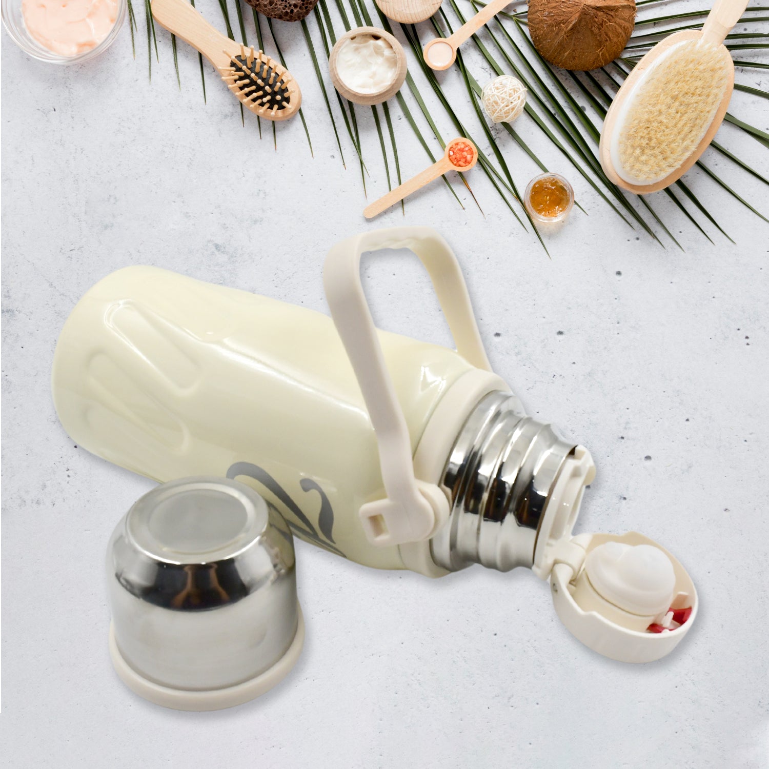 13040 Stainless Steel Vacuum Insulated Water Bottle  Leak Proof Flask For Tea Coffee  Reusable Water Bottle With Hanging Strap  Bottle For Hot  Cold Drinks Wide Mouth Water Flask (900 Ml) - Zidbik