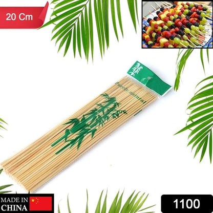 1100 Camping Wooden Color Bamboo Bbq Skewers Barbecue Shish Kabob Sticks Fruit Kebab Meat Party Fountain Bamboo Bbq Sticks Skewers Wooden (20cm) - Zidbik