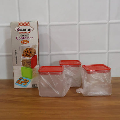 3 Piece Airtight Food Storage Container Set (1 Set 350 Ml) - Zidbik