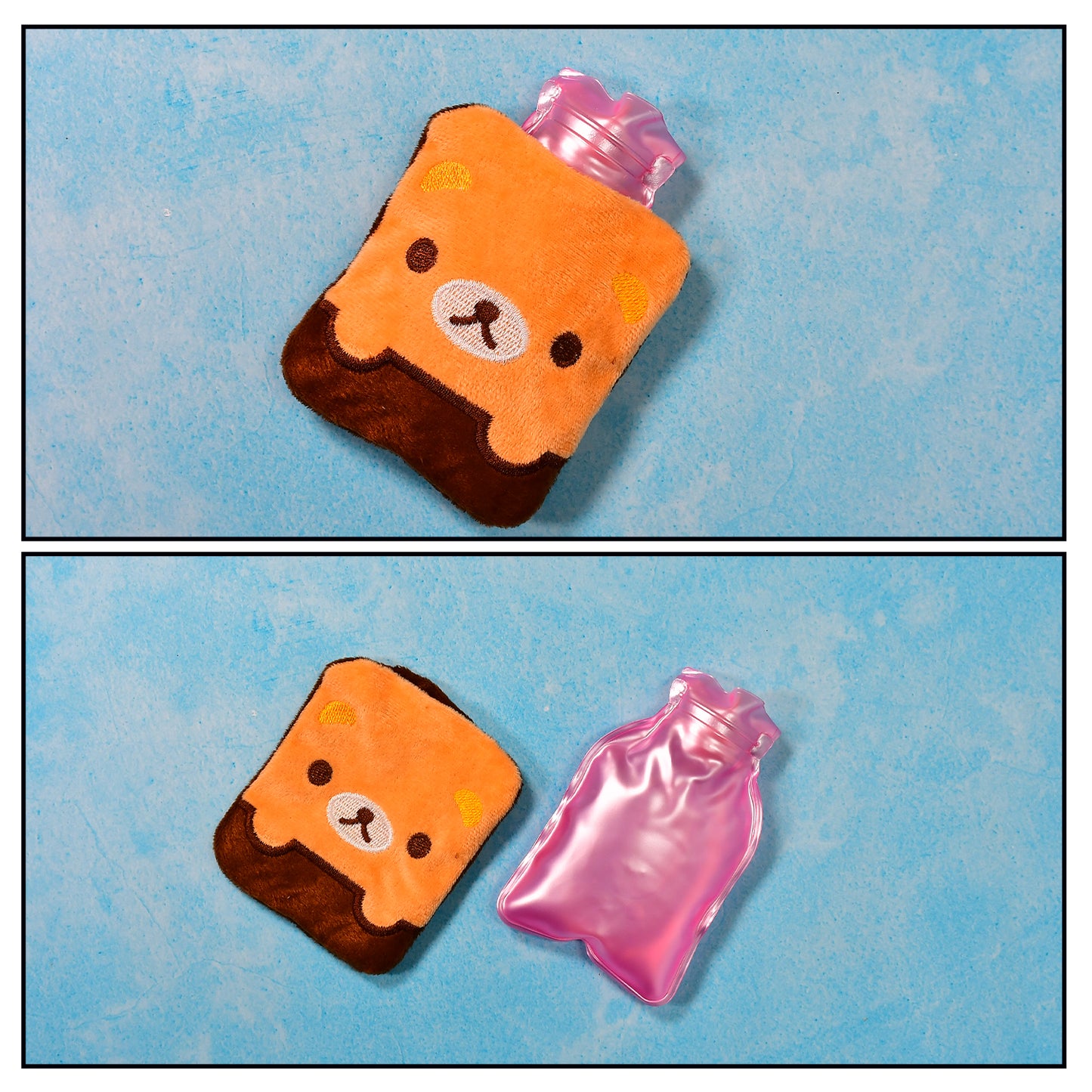 6527 Brown Panda Print Small Hot Water Bag With Cover For Pain Relief Neck Shoulder Pain And Hand Feet Warmer Menstrual Cramps. - Zidbik