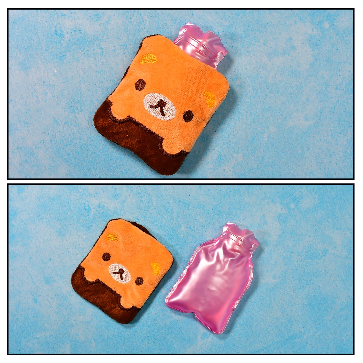 6527 Brown Panda Print Small Hot Water Bag With Cover For Pain Relief Neck Shoulder Pain And Hand Feet Warmer Menstrual Cramps. - Zidbik