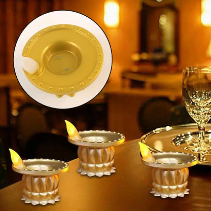 Set Of 12 Water Sensor Led Golden Diyas - Zidbik