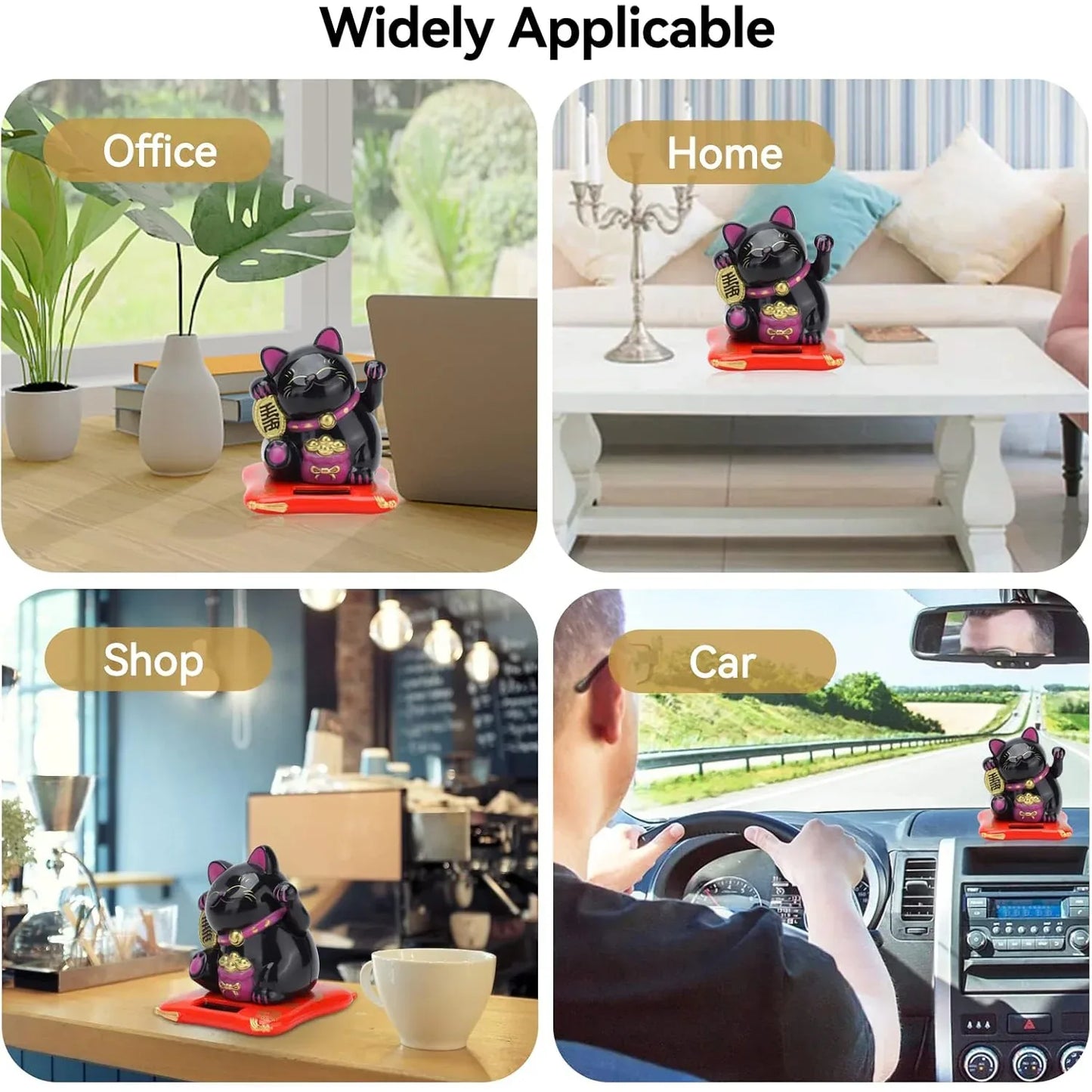 Solar Powered Happy Cat Beautiful With Arm Waves Wealth Cat (1 Pc Mix Color) - Zidbik