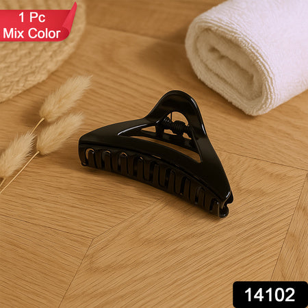 Triangle Shape Mix Color Plastic Hair Claw Clip  1 Pc Durable Grip For Women And Girls - Zidbik