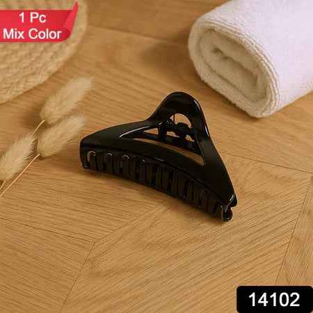 Triangle Shape Mix Color Plastic Hair Claw Clip  1 Pc Durable Grip For Women And Girls - Zidbik