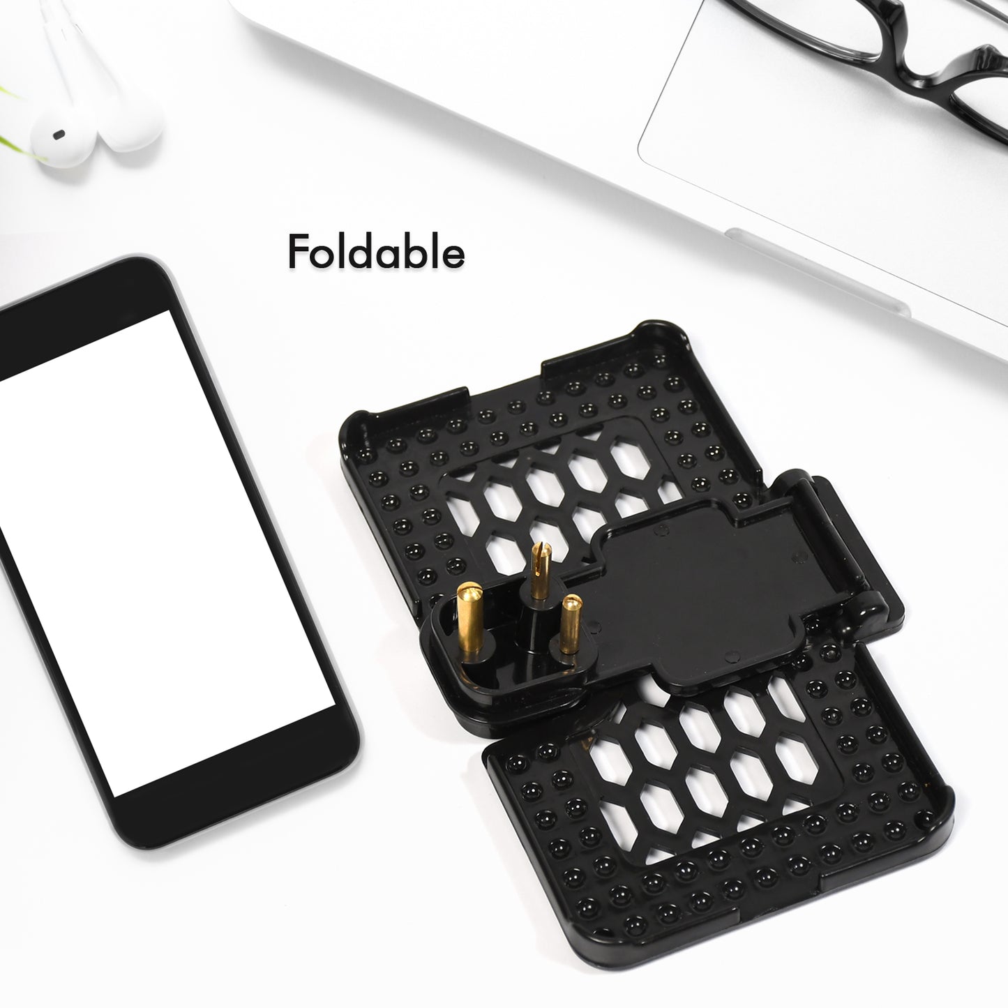 6496b  Multi-purpose Wall Holder Stand For Charging Mobile Just Fit In Socket And Hang ( Black ) - Zidbik