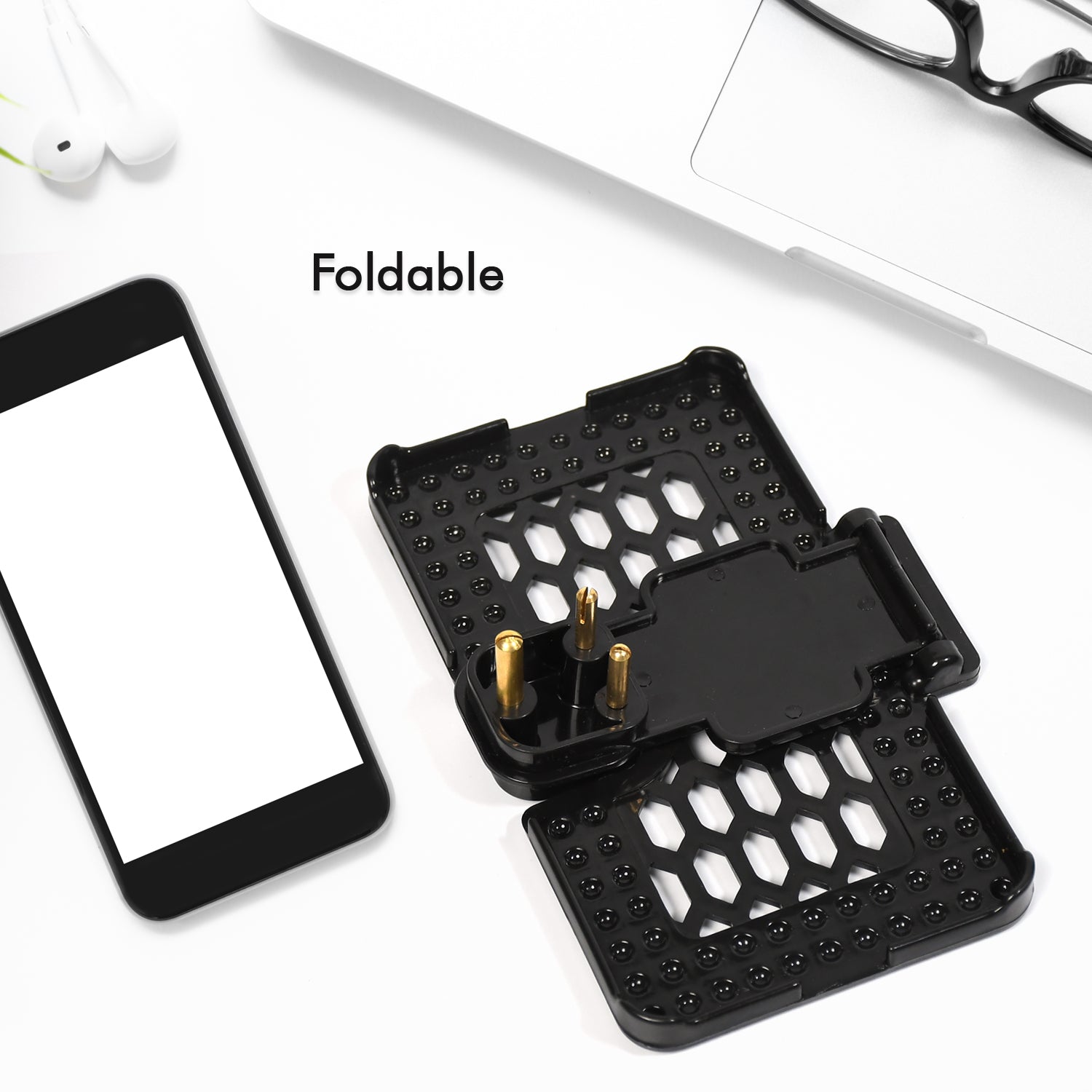 6496b  Multi-purpose Wall Holder Stand For Charging Mobile Just Fit In Socket And Hang ( Black ) - Zidbik