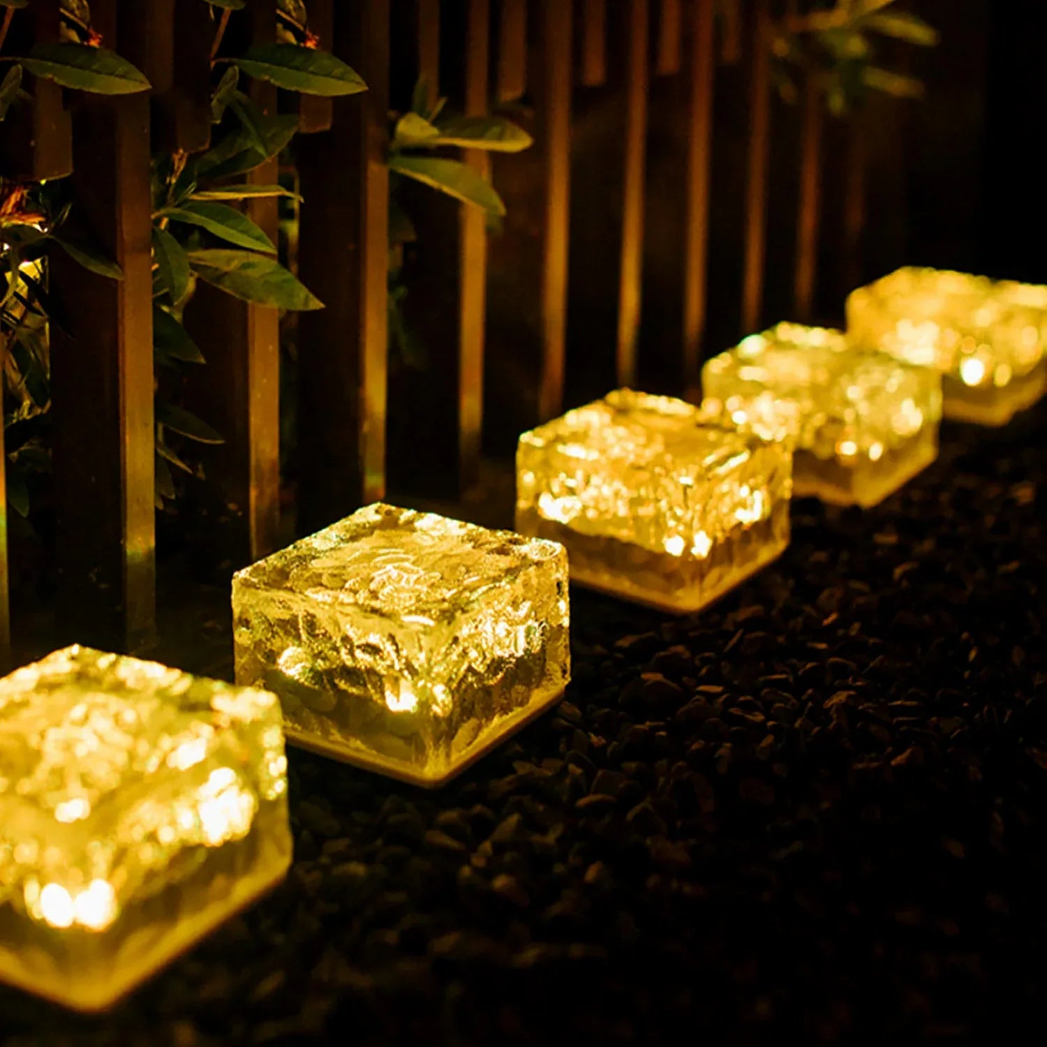8557solar Ice Cube Shaped Garden Light Ice Cube Shaped Garden Warm Light Outdoor Solar Garden Decorative Lights For Walkway Pathway Backyard Christmas Decoration Parties - Zidbik