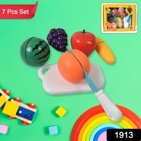 Realistic Sliceable Fruits Cutting Play Toy Set (7 Pcs Set) - Zidbik