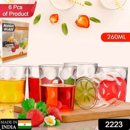 Magic Glass Clear Glass Bubble Water Juice Glasses (6 Pcs Set) - Zidbik