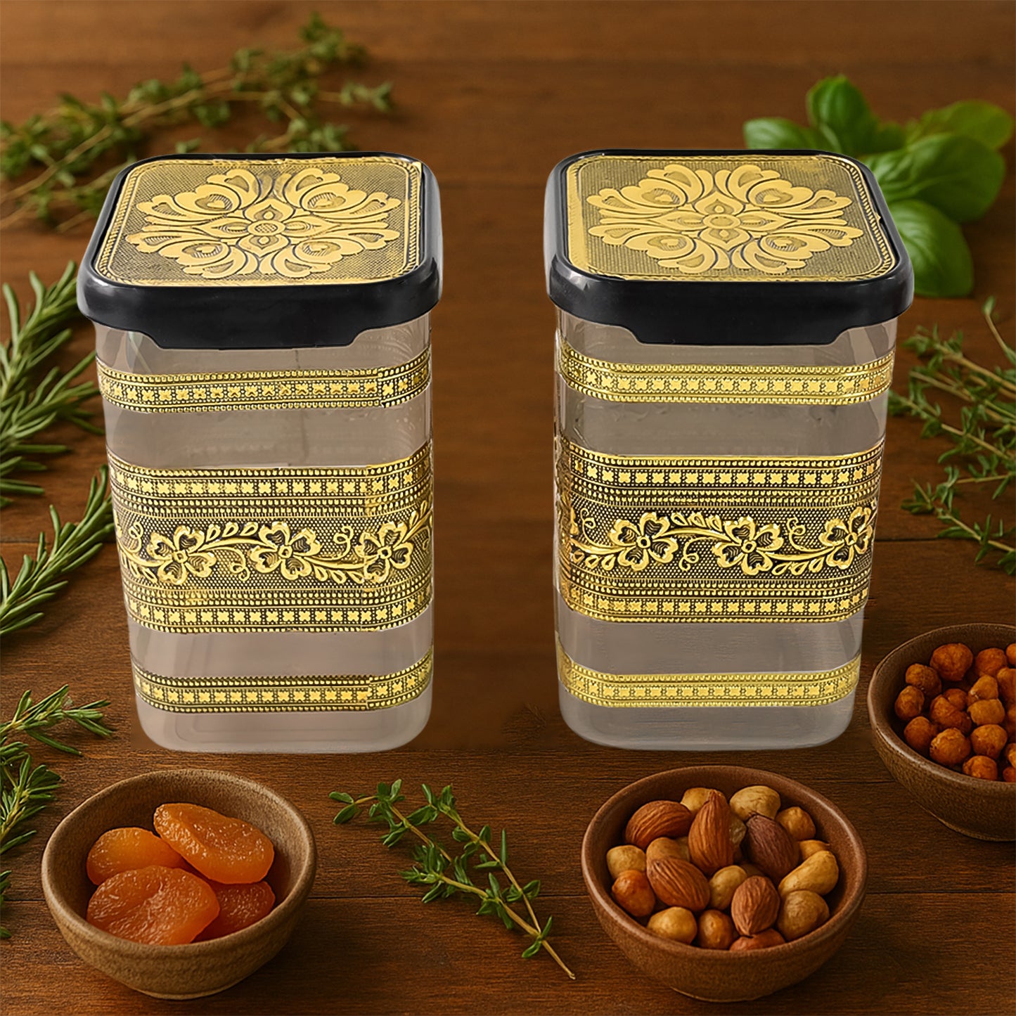 Plastic Rajwadi Container 2pcs Set 1100ml - Zidbik
