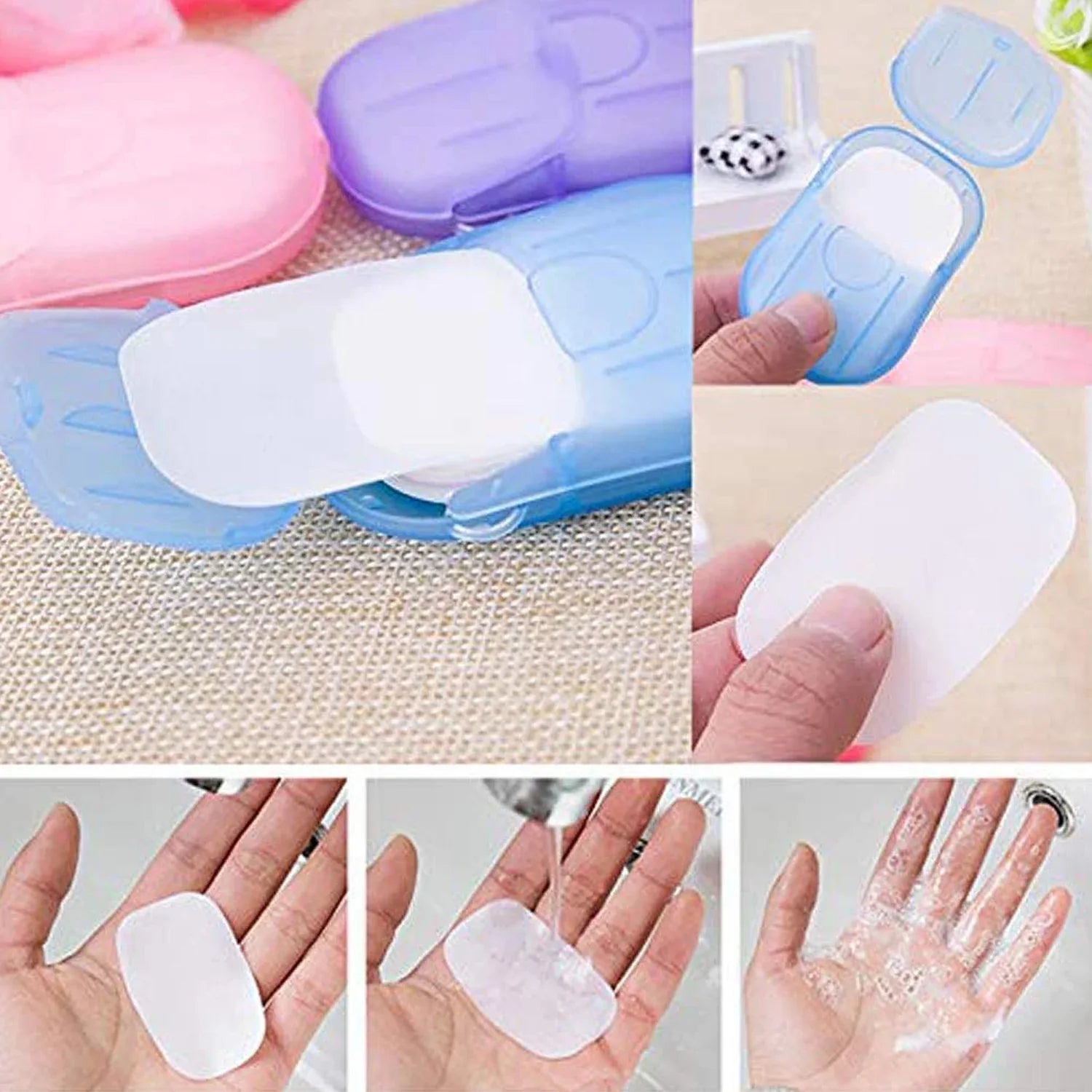 Portable Easy Carry Travel Paper Soap Sheet With Mini Box (20 Sheets In A Pack Approx Mix Color) - Zidbik
