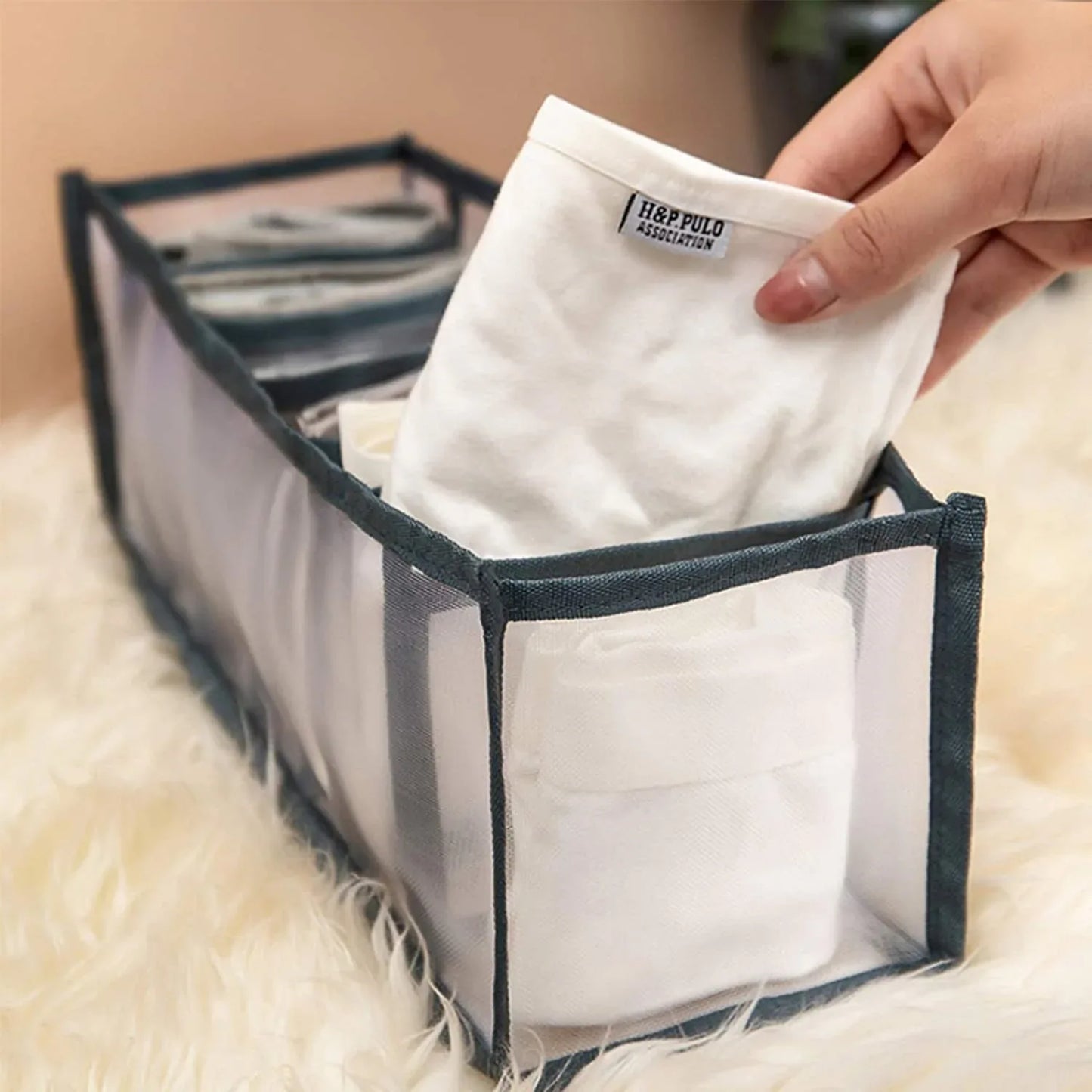 4069 Clothes Organizer +7 Grid Drawer Wardrobe Clothes Organizer Jeans Closet Cabinet Organizers Portable Foldable Storage Containers - Zidbik
