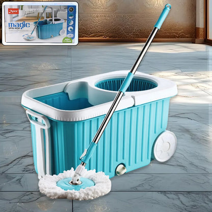 Apex Magic 360 Spin Mop Cleaning System With Stainless Steel Spinner - Zidbik