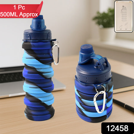 Silicone Foldable Water Bottle (1 Pc  24 Cm Foldable  500 Ml) - Zidbik