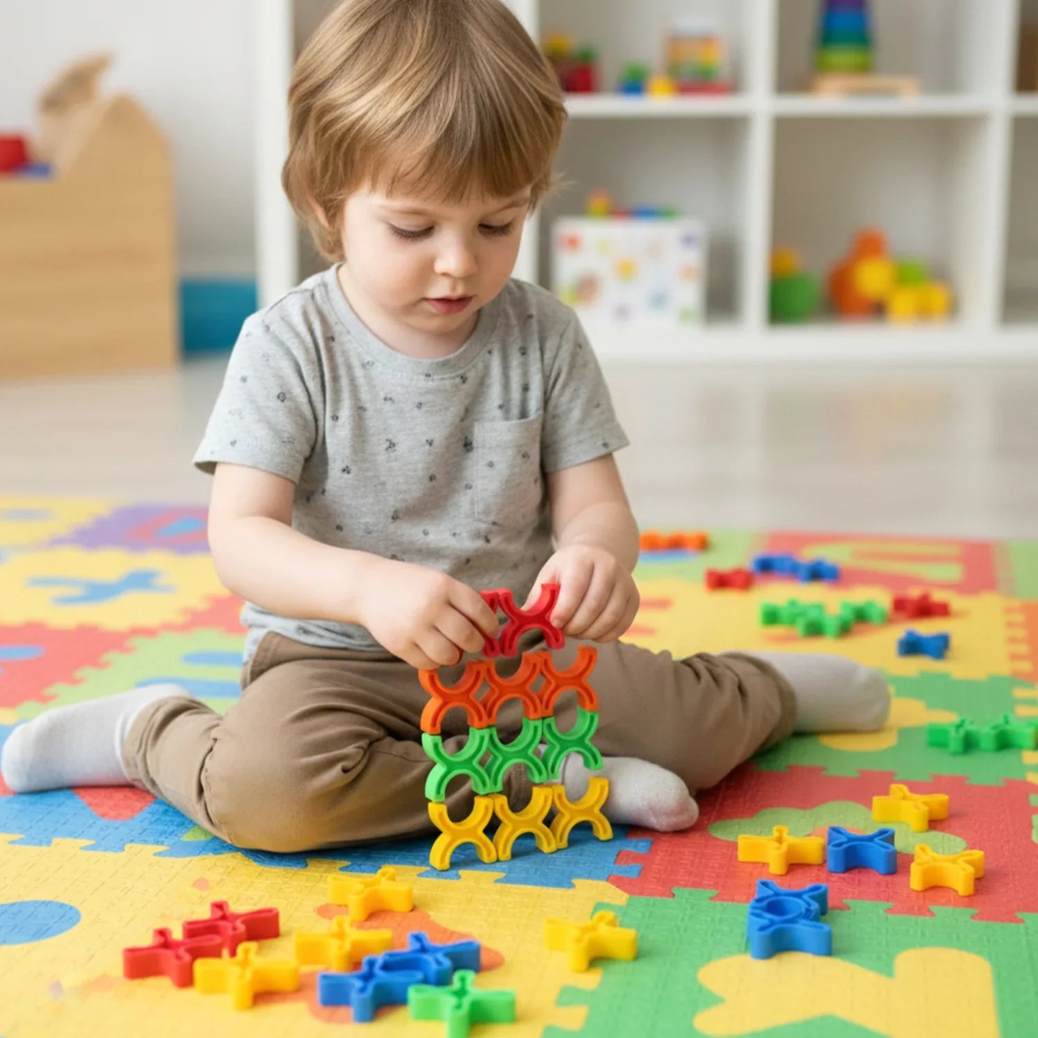 Balanced Block Colorful Interlocking Stacking Toy (1 Set) - Zidbik
