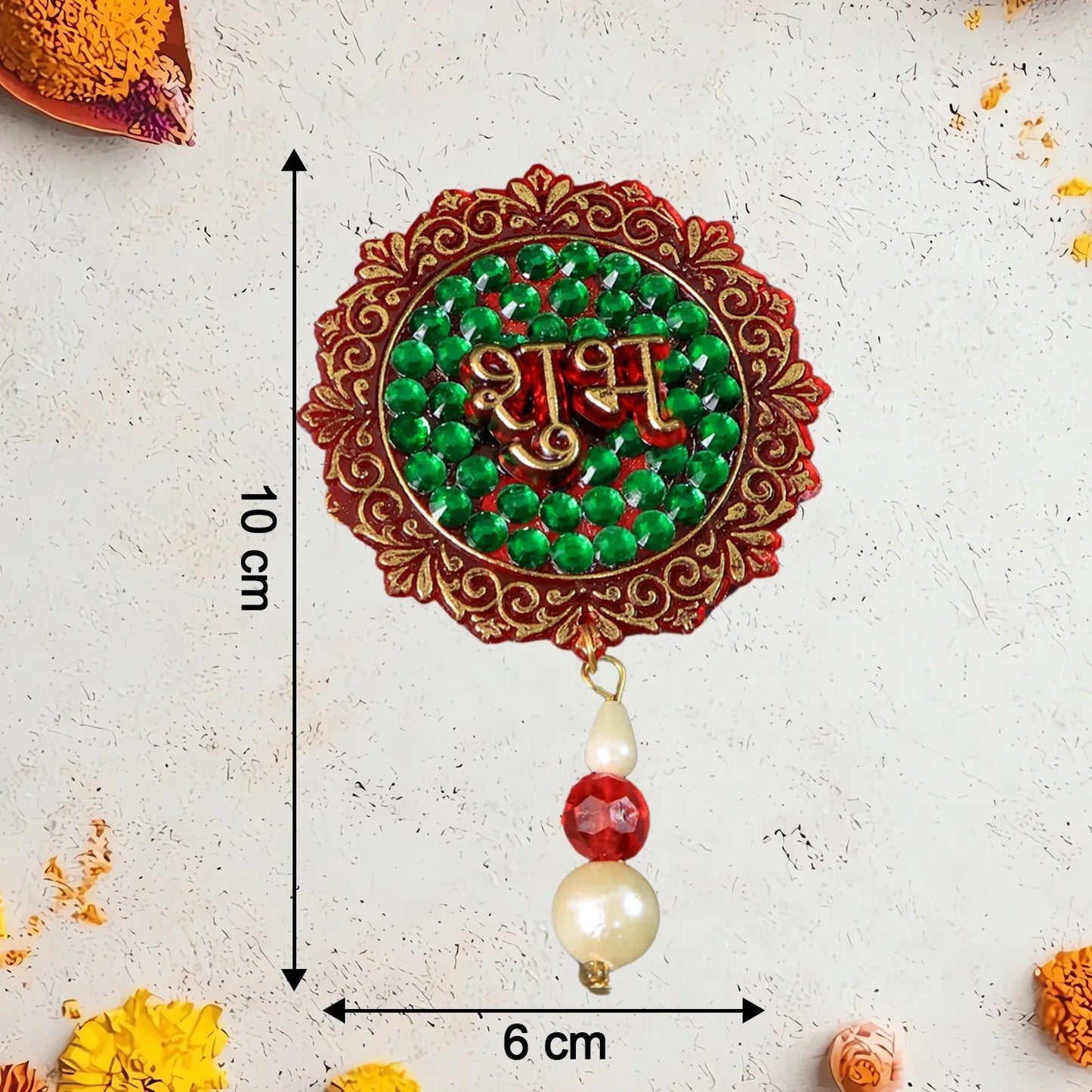 Shubh Labh Beaded Decorative Door Hanging (2 Pc) - Zidbik